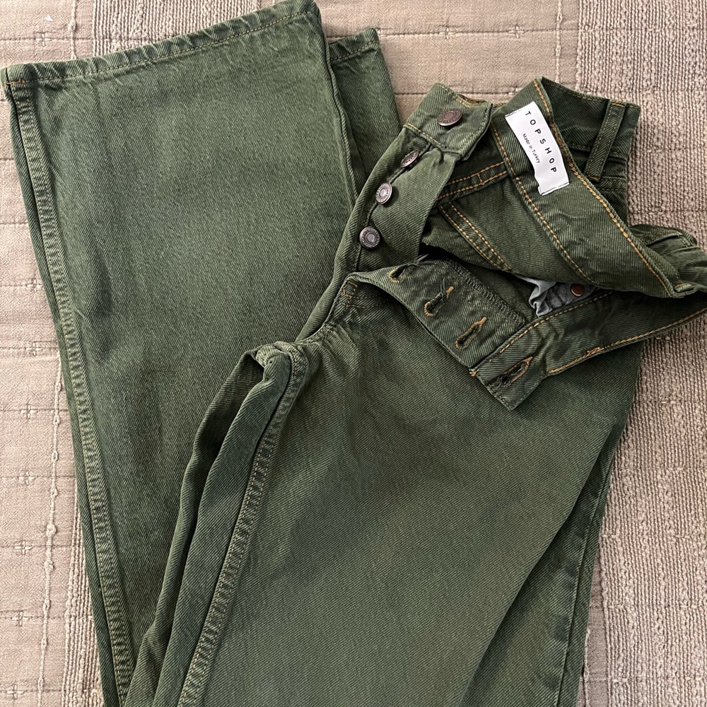 Topshop Olive Green Denim Pants